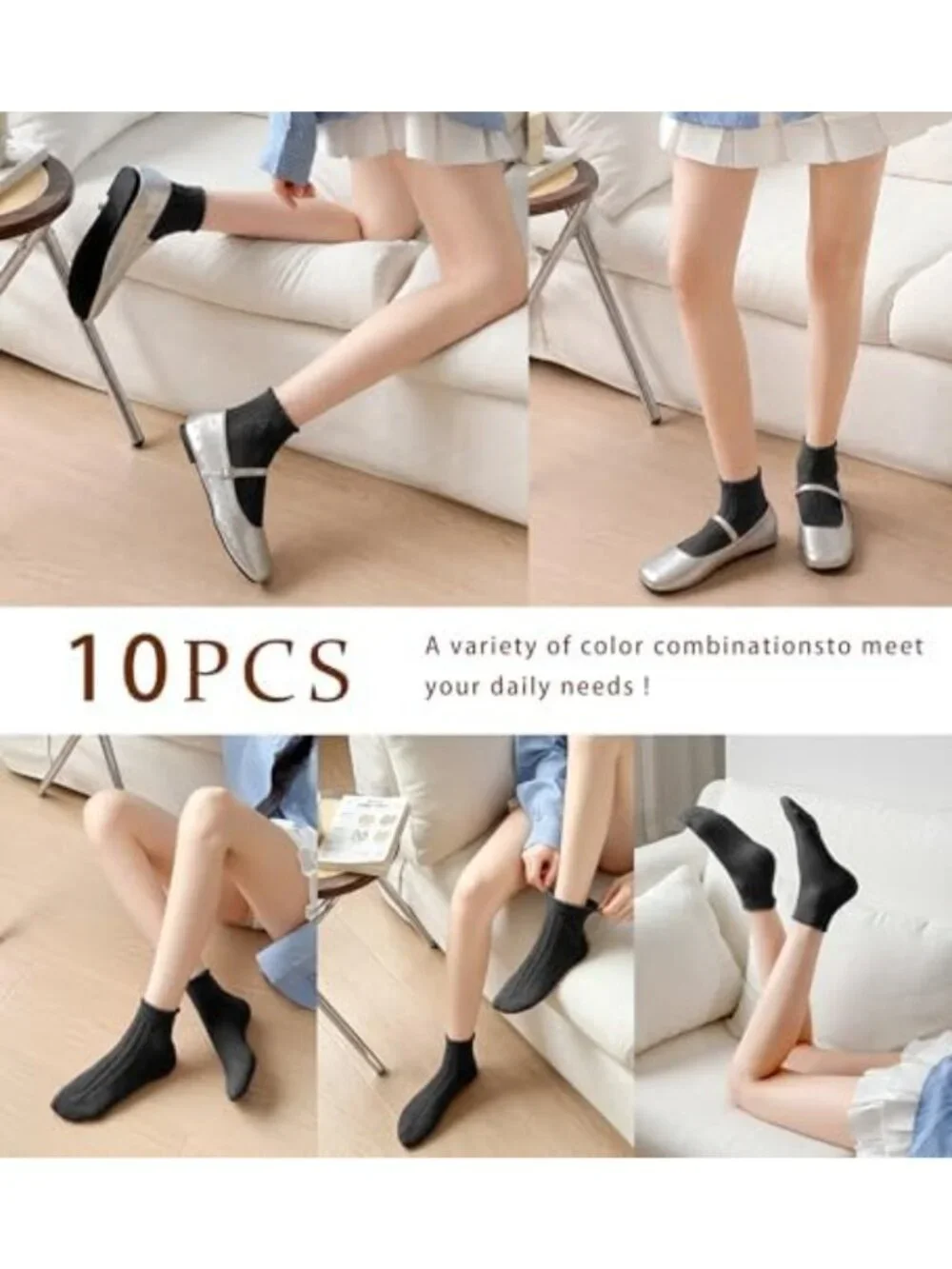 Cute Ruffle Ankle Socks for Women - 10 Pairs Cotton Casual Frilly Low Cut, Size
